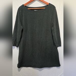 J. Jill Ponte Charcoal & Teal Herringbone Knit Shift Sweater Dress XL 3/4 Sleeve